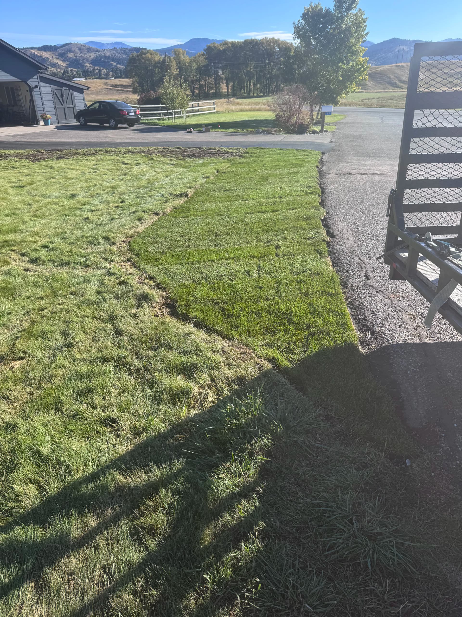 Gallery photos for Dirt Work to Finished Sod Along a Driveway Edge: Image #2
